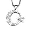 Muslim Star Crescent Moon Arabic Quran Stainless Steel Necklaces Men Spiritual Islamic Talisman Necklaces Pendants Jewelry