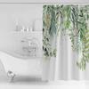 Green Shower Curtain for Bathroom, Eucalyptus Leaf Greenery Leaves Floral Watercolor Shower Curtain Set, Waterproof Polyester