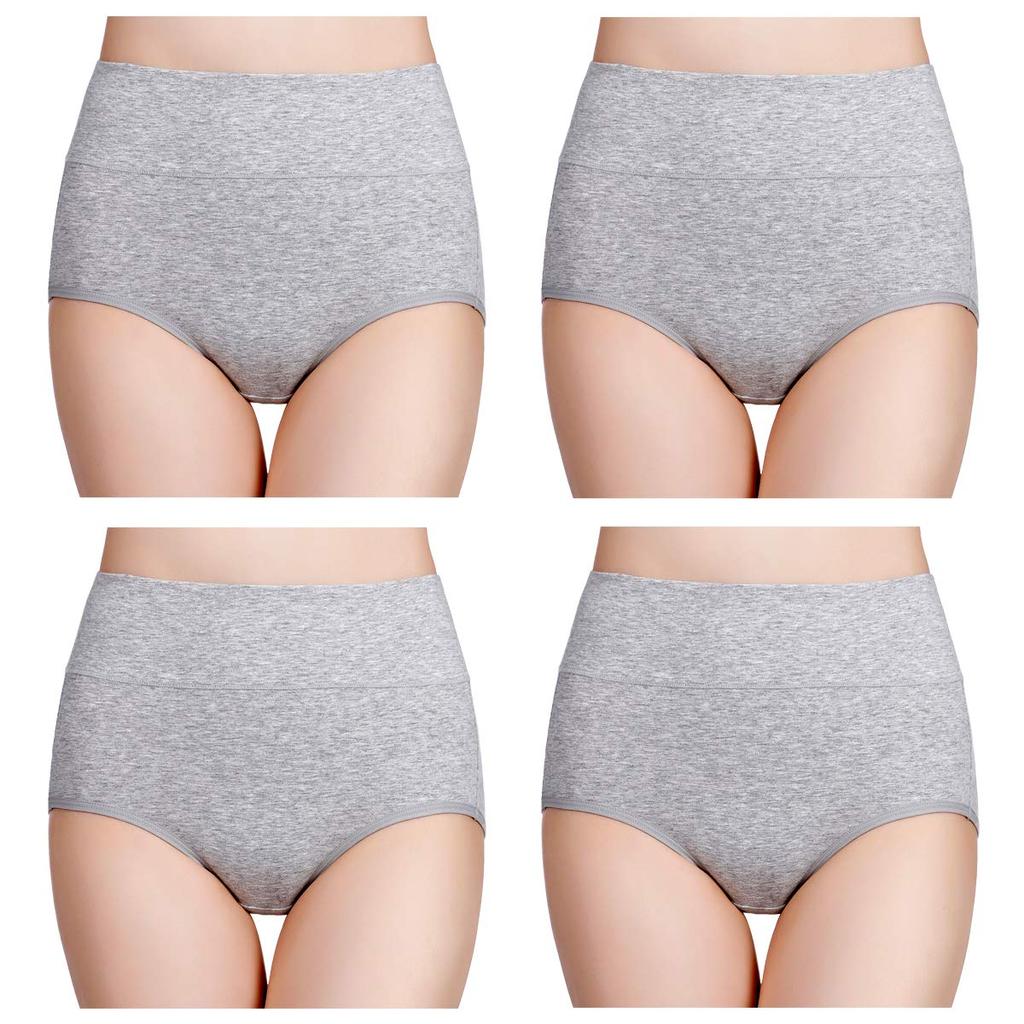 4pcs/pack Women's Cotton Underwear High Waisted Full Coverage Ladies Panties Postpartum Underwear (Regular & Plus Size)