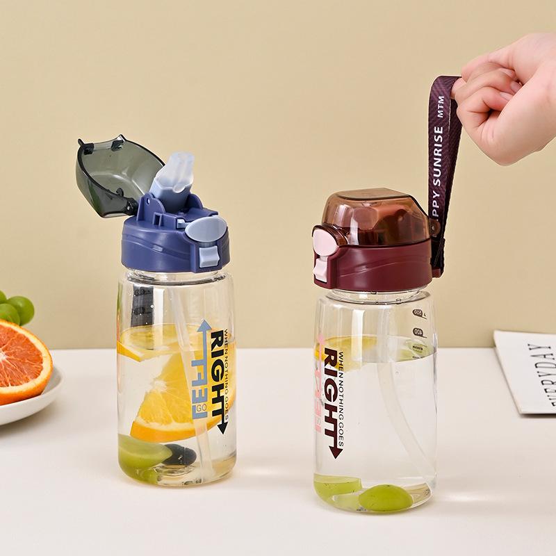 Korean Style Children's and Adults' Plastic Sippy Cup with Straw