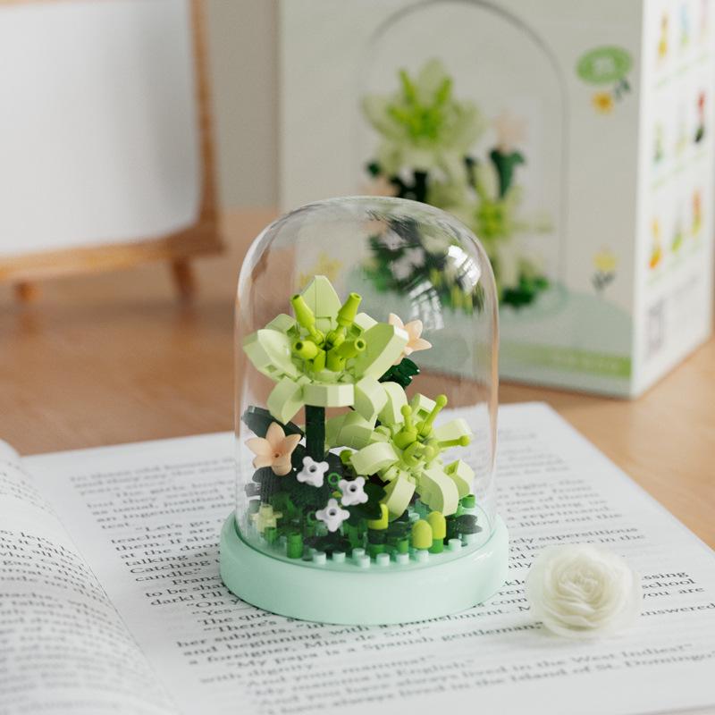 Secret Garden Flower Building Blocks: Rose & Carnation Potted Plant Toy - Perfect for Children's Play and Teacher's Day Gifts