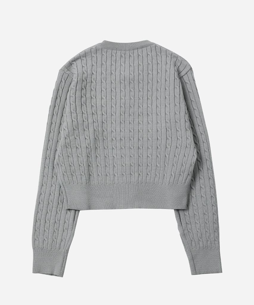 Salt And Chocolate Sac Logo Cable Round Cardigan Light Grey 4W2316002