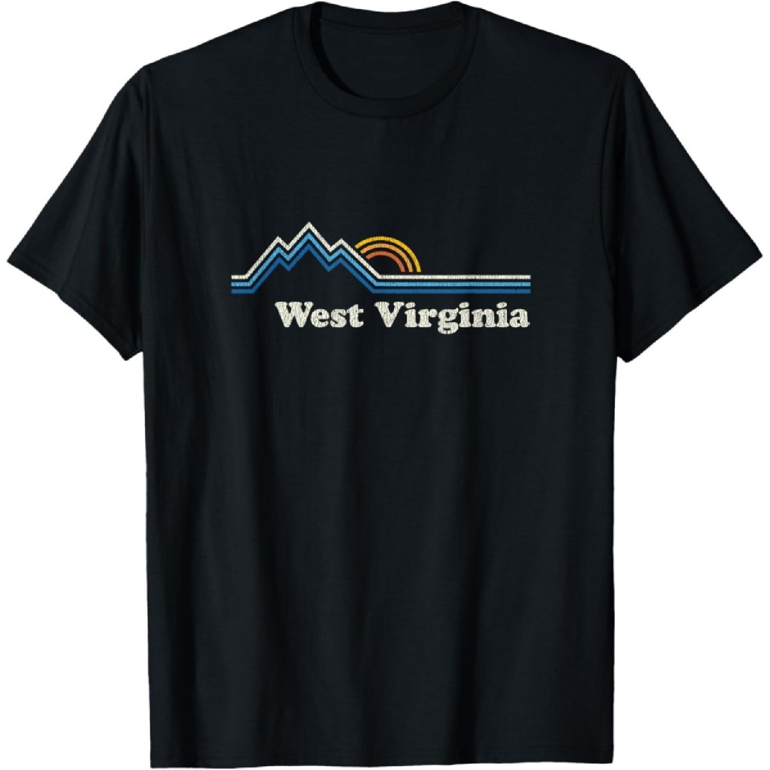 Retro West Virginia WV Vintage Sunrise Mountains T-Shirt S