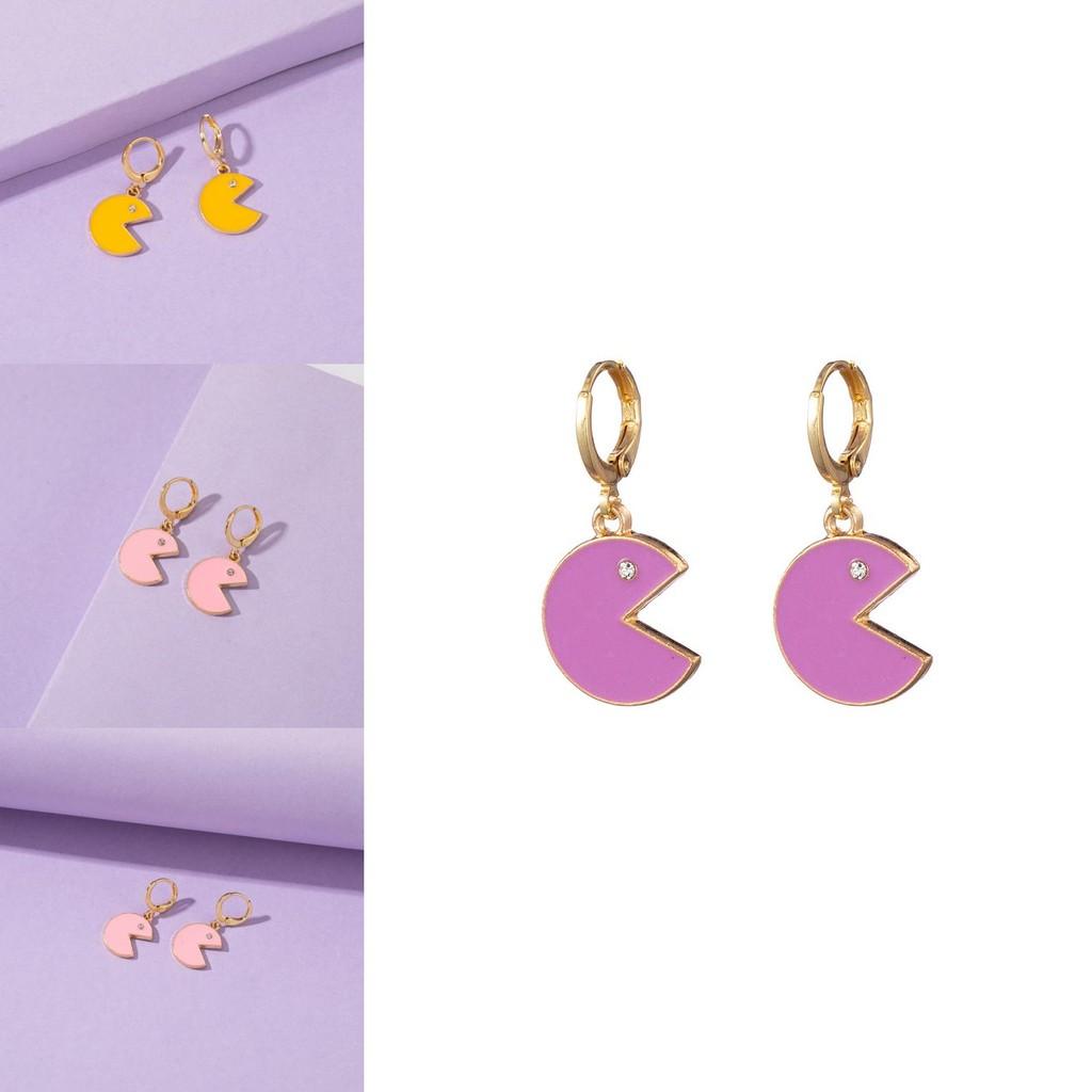 Stylish Plated Smiley Face Earrings Colorful Cute Cartoon Jewelry For Ladies