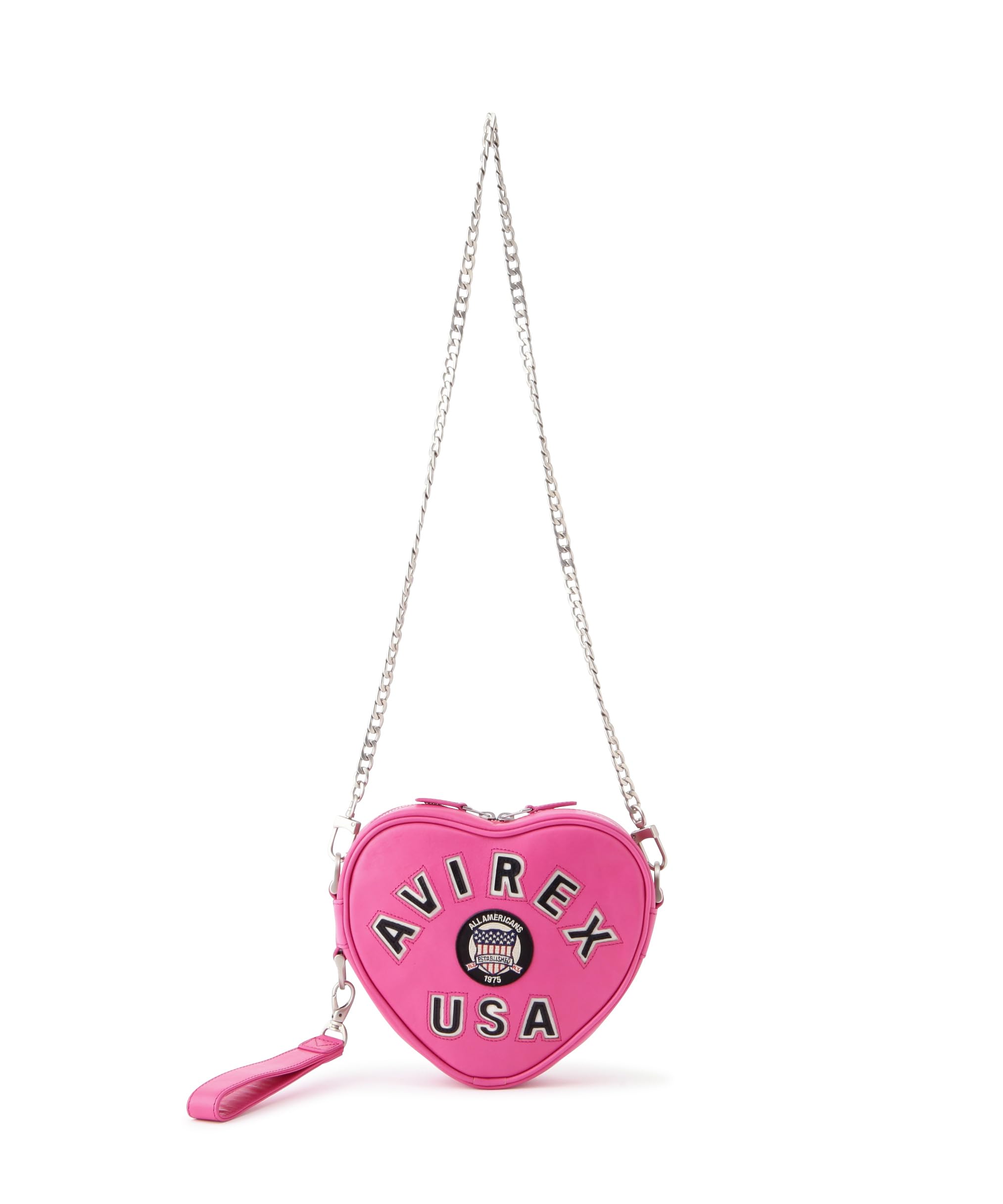

AVIREX VARSITY HEART CHAIN BAG F size 090 pink 783-5976702