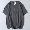 260G Heavy Cotton Henry Collar Short-Sleeved T-shirt Summer Men's Retro Trendy Versatile Cotton Half-Sleeve Bottoming Shirt