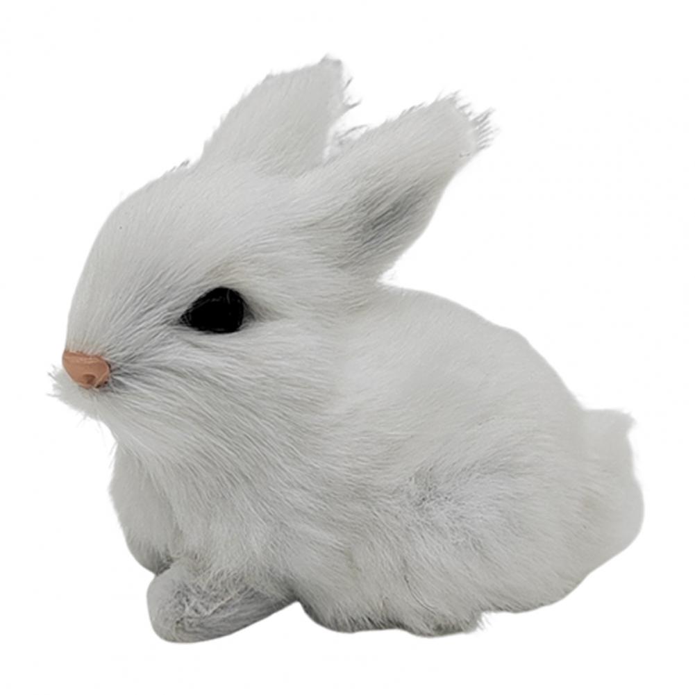 Small Bunny Ornament Faux Fur Rabbit Decoration Realistic Plush Rabbit Figurines for Easter Decor Bunny Models with for Home