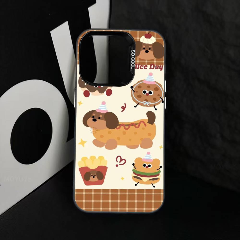 

Cute Dachshund Cartoon Phone Case For iPhone 17,16,15,14,13,12,11 Plus,Pro Max,XS,Colorful Silver Black Cover iPhone16pro