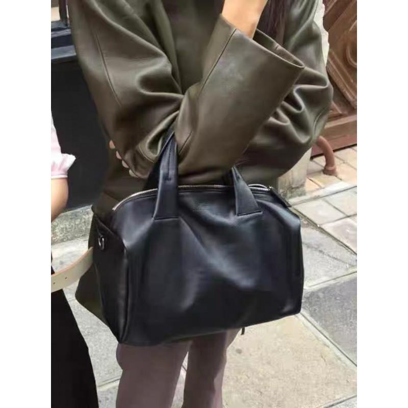 Minimalist Bowling Bag Women 2025 Fall Trendy Canvas Tote Shoulder Handbag Street Style Large Capacity