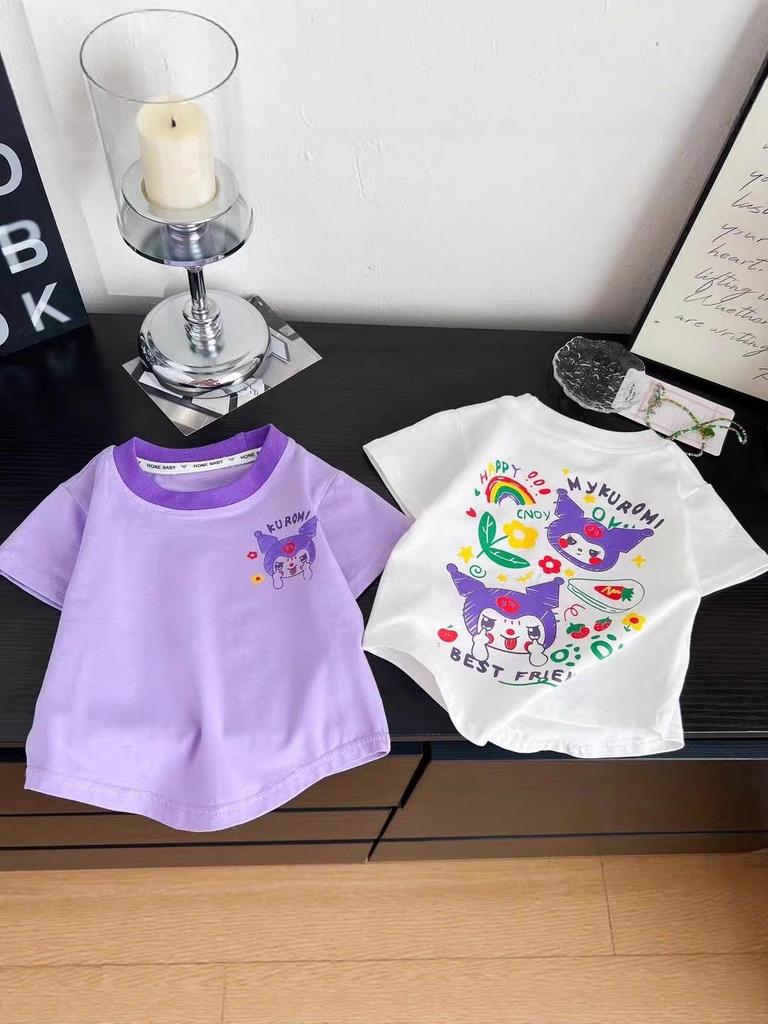 2025 Uroczy Anime Kreskówkowy Krótki Rękaw dla Dziewcząt T-shirt - Stylowy & Luźny Krój