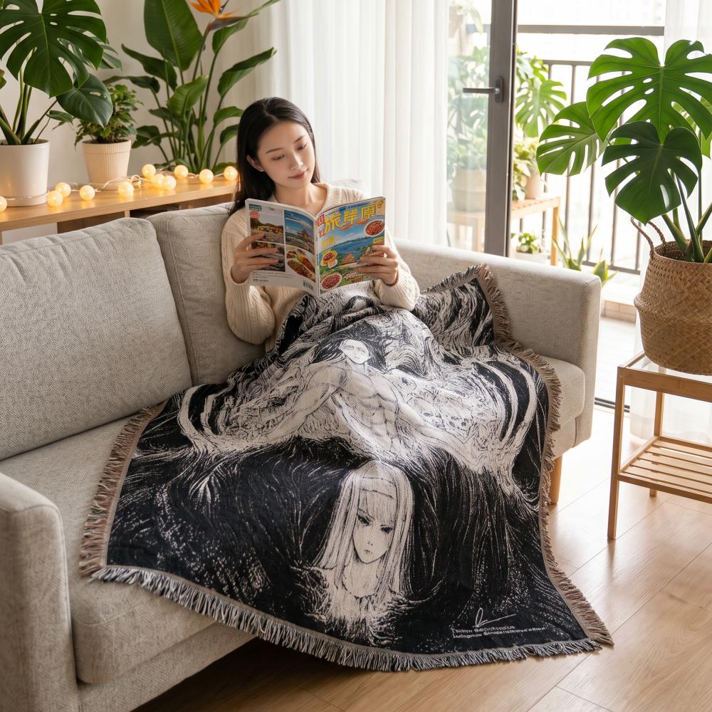 Custom Size Anime Woven Blanket Soft Home Cover Blanket for Couch Bed and Chair