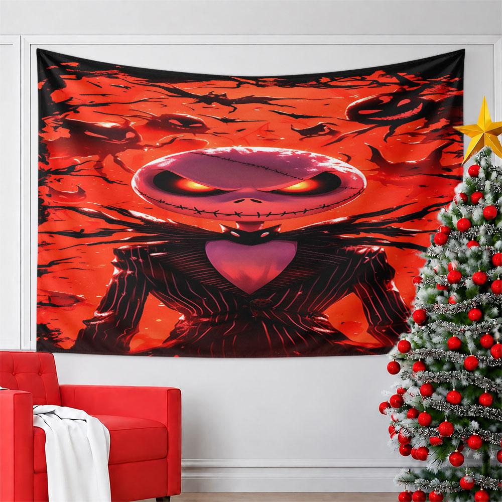 "Red Gothic Skull with Creepy Background" Pattern Wall Hanging Tapestry Decorative Tapestry Home Decor for Bedroom and Living Room