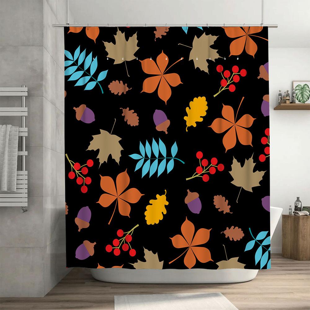 Autumn Leaves Shower Curtain Bright Colors Modern Design for Bathroom Decorations 3D Printed Waterproof Fabric Home Accessories