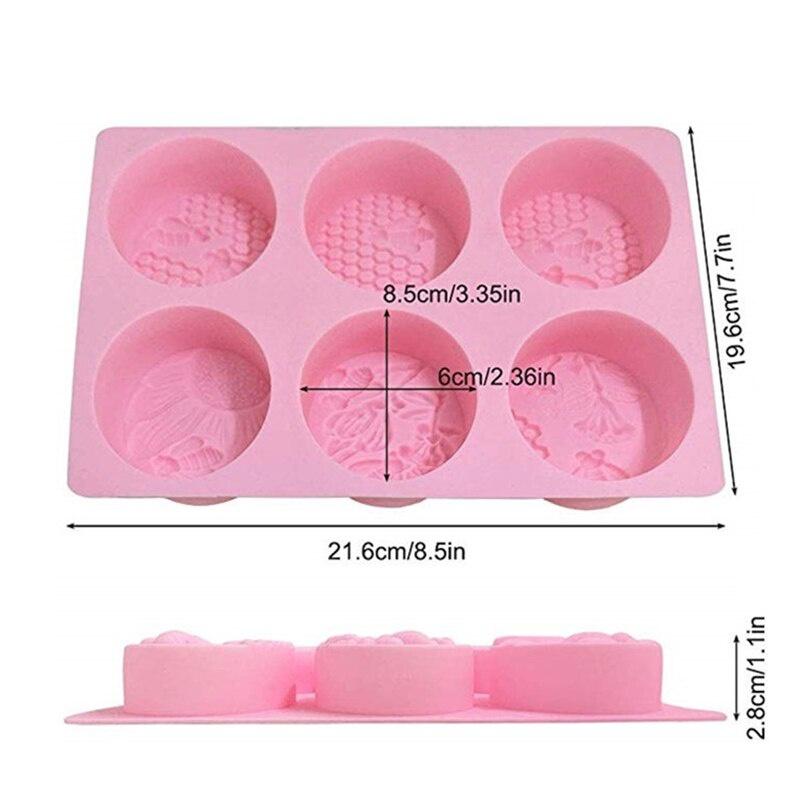 

6 Гнізд Овальна Силіконова Форма для Спа-мила з Медовою Бджолою, Зроби Сам, Ручна Робота, 3D Форми Комах, Форма для Торта, Шоколаду рожевий