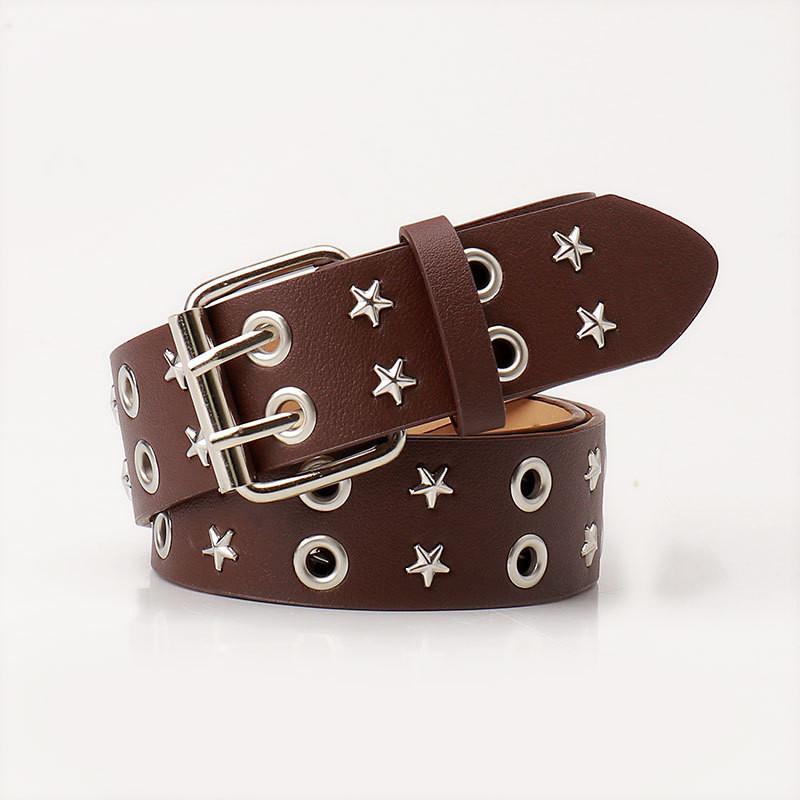 Punk Style Womens Faux Leather Belt With Studded Rivets For Street Fashion And Casual Wear