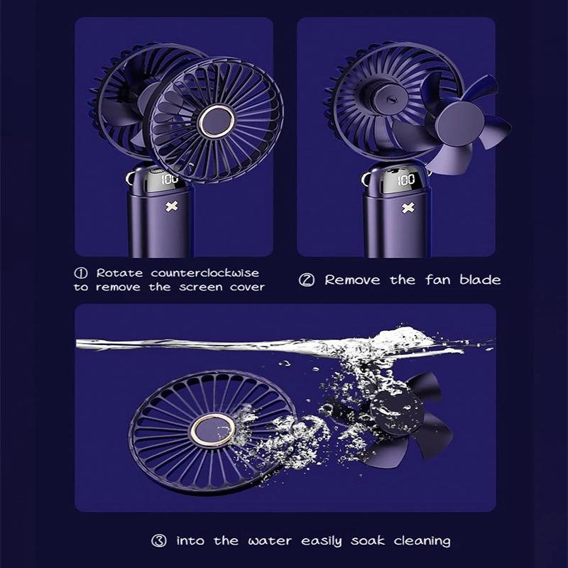 Portable Electric Fan USB Rechargeable 5 Speeds Mini Handheld Fan Quiet Super Strong Wind Outdoor Hanging Neck Mini Summer Sport