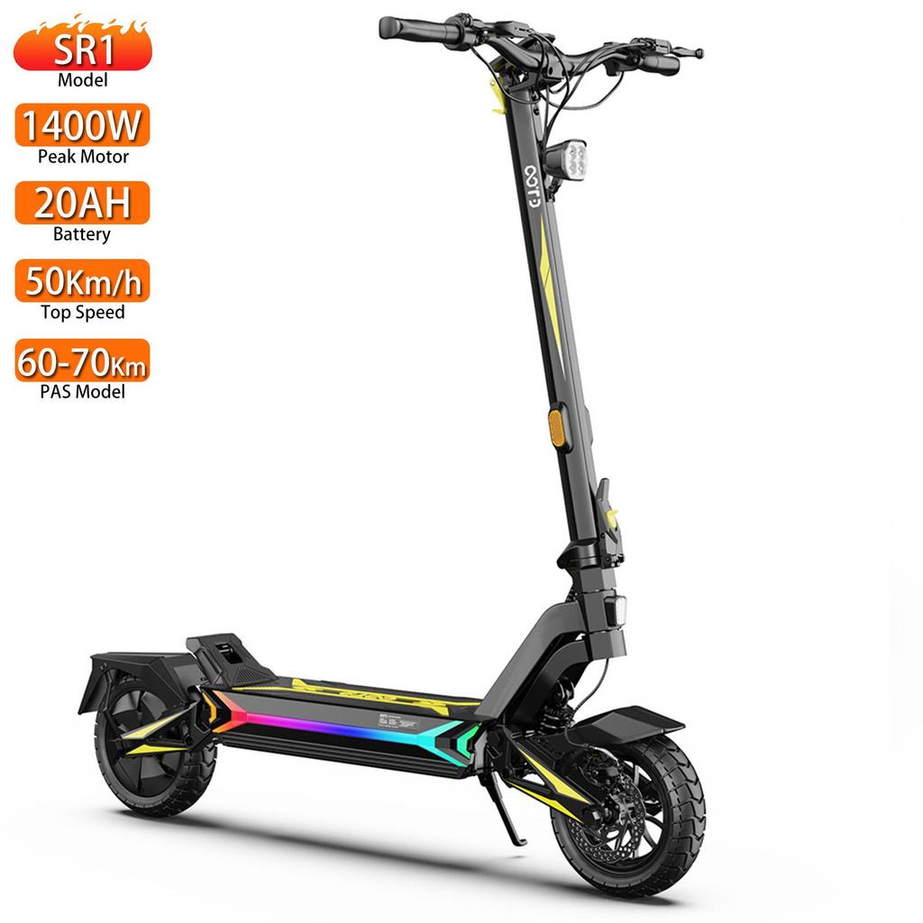 Electric Scooter OOTD 1400W Motor Fully Suspended Adult Electric Scooter 48V 20AH Dual Disc Brake Max Range 70Km SR1