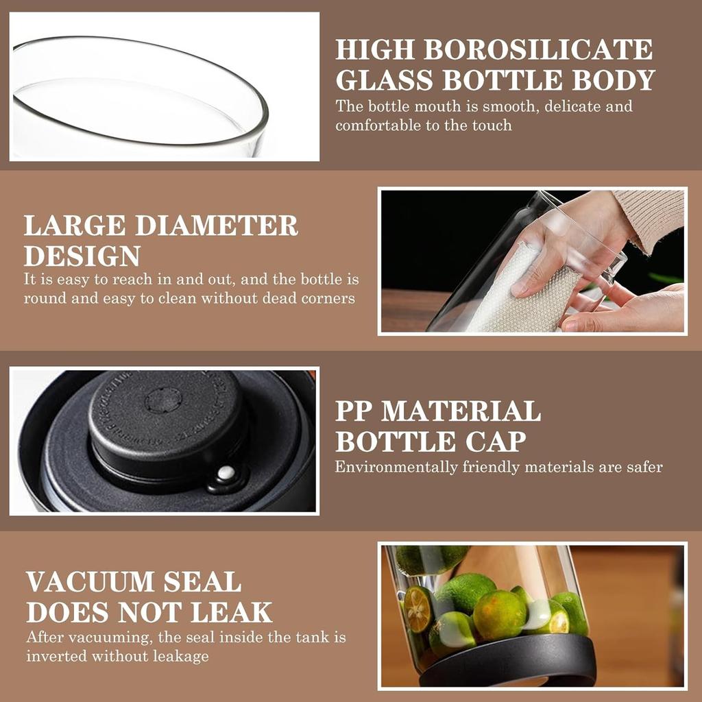 Transparent Vacuum Sealed Jar Coffee Bean Storage Bottle Kitchen Food Grain Tea Glass Jar Fresh Storage Jar Kitchen Accessories