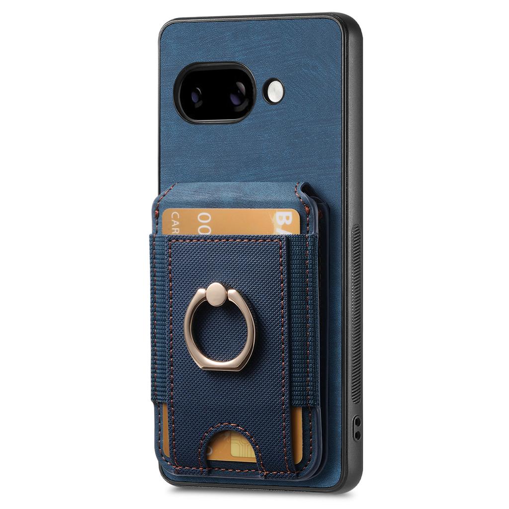 For Google Pixel 9a Case Compatible with MagSafe Leather Back Cover with Detachable Card Holder Kickstand