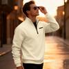 Men's Casual Loose Solid Color Outdoor Fleece Half Zip Stand Up Collar Pullover Hoodie