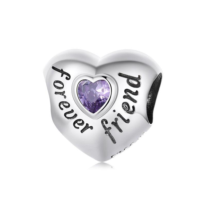 WOSTU 925 Silver Pink Love Heart Charms Bead Infinite Love Pendant Fit Bracelet Valentine Jewelry Mother's Day Gift