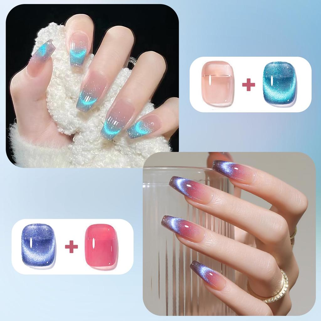Biutee Gel Nail 6 Colors Magnetic Nail Cat Eye Fine Diamond Dazzling Shine Polish, Glittery, 8ml, UV/LED Compatible, Polish, Gel, Glitter, Gel,