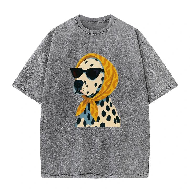 T-shirt Estiva 2026 Stampa Dalmata Retrò Unisex Poliestere Traspirante Manica Corta Oversize Larga Casual Top Quotidiani