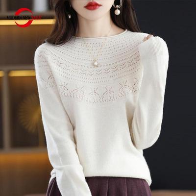 Maglione da donna in lana 100% Pullover in maglia calda e morbida invernale Maglioni autunnali Maglioni femminili Top in maglia a maniche lunghe