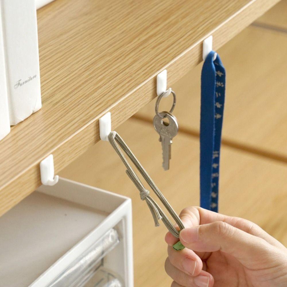 9pcs No Drilling Self-adhesive Hook Mini Wall Hanger New Universal Hook  Bathroom