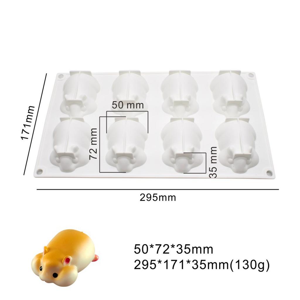 Chocolate Candy Sugar Craft 8-Cavity Cute Hamster Shape Mold Cake Decorating Tool Silicone Soap Mold Kitchen Gift