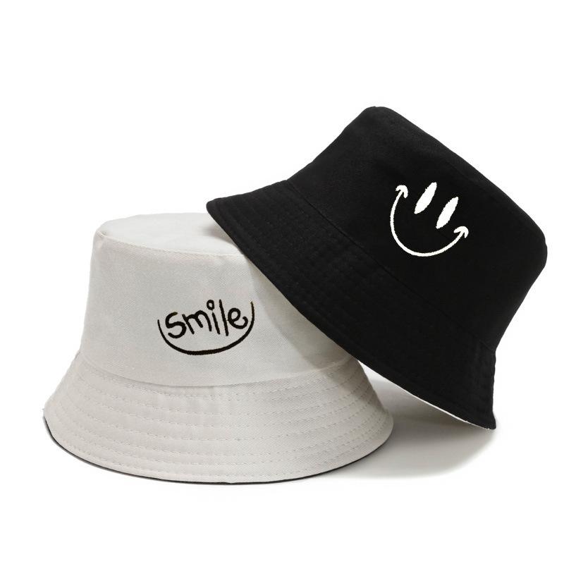 Smiley Bucket Hat Double-sided Bucket Hat Men and Women Summer Student Fashion Visor Basin Hat Hat