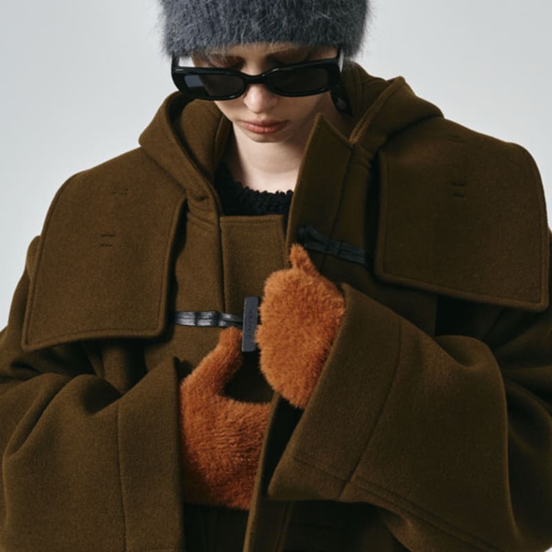 NOIRER for WOMEN Fingerhole Fuzzy Knit Gloves (4 COLOR)