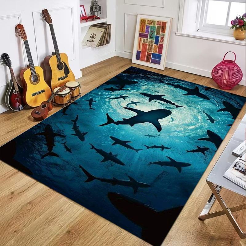 

3D Ocean Marine Life Area Rug Carpet Mat Collection Non-Slip Stain Easy Clean Large Size for Living Room Bedroom Ocean Decor 40X60cm