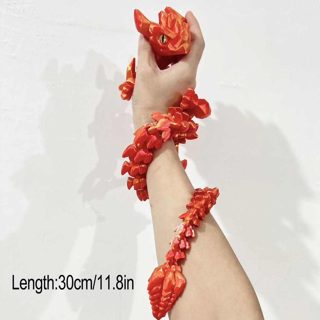 3D Printed Horned Dragon Joints Movable Dragon Simulation Animal Model Toy Cute Figurine Ornament Creative Desktop Decor