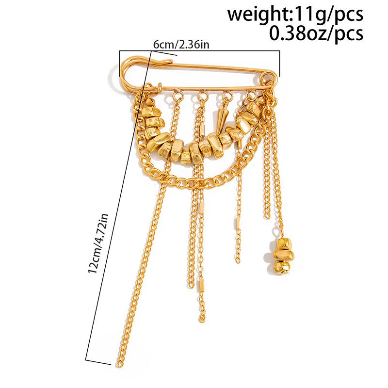 Creative Beaded Heart Shaped Tassel Metal Brooches Adjusting The Pant Legs Belt Safety Pin Versatile Clothing