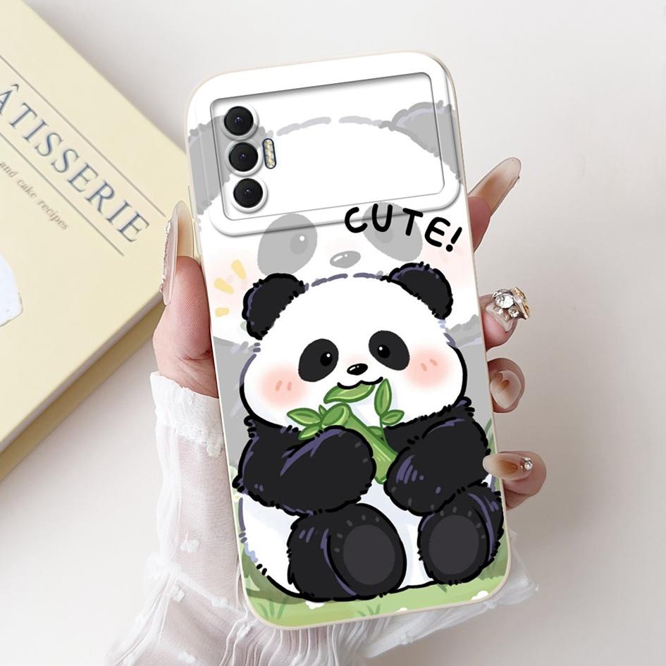 6.6" For Tecno Spark 8P 2021 Case Lovely Panda Cartoon Camera Protection Soft Matte Cover For Tecno Spark8P 8 P KG7H KG7n Bumper