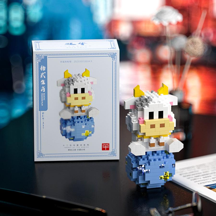 Non-Toxic Twelve Chinese Zodiac Signs Animals Toys Micro Building Blocks Models Toys For Kids Birthday Gifts Desk Ornaments