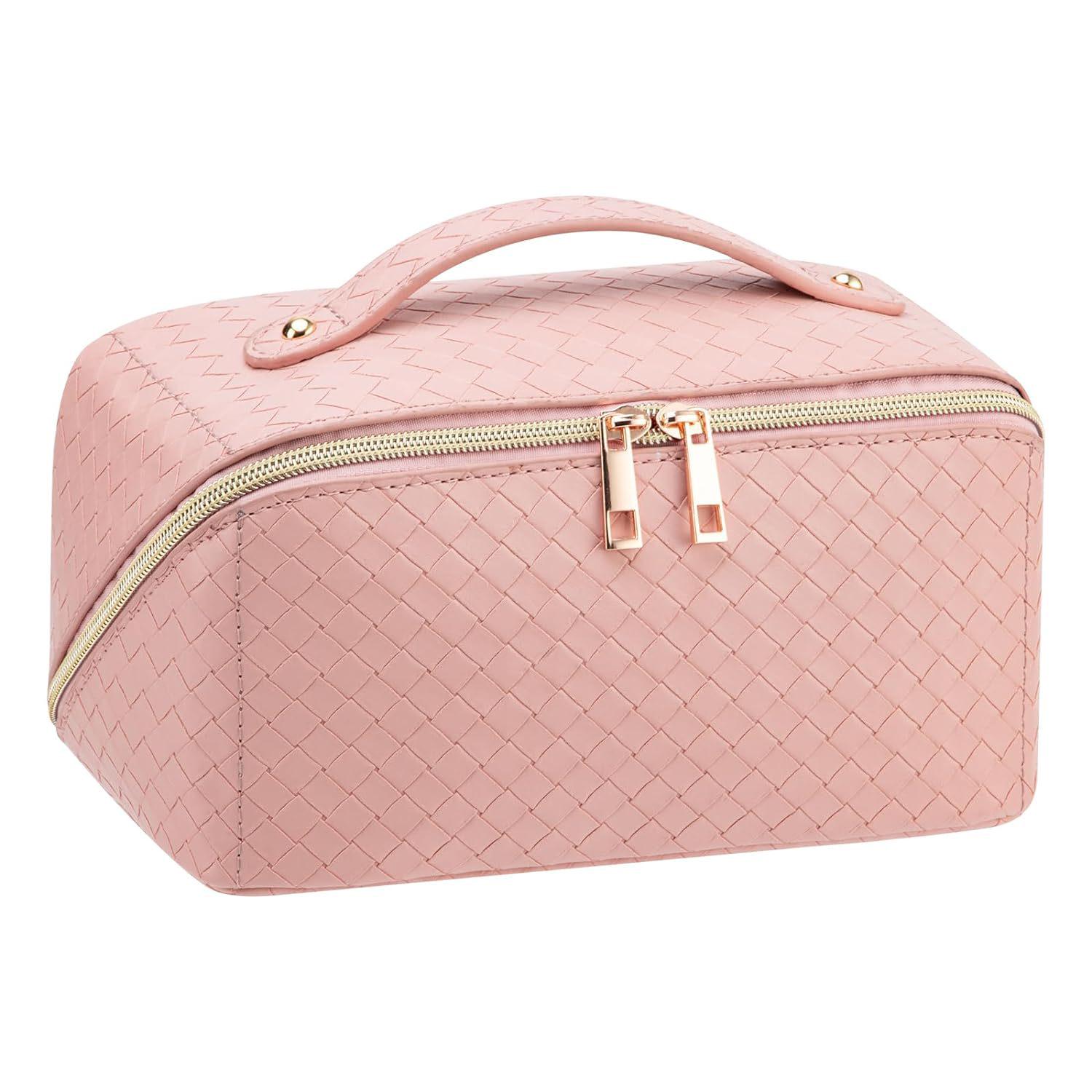 

Роскошная плетеная косметичка-аккордеон с узором - большая вместимость, портативный дизайн для путешествий 24x12x12 cm