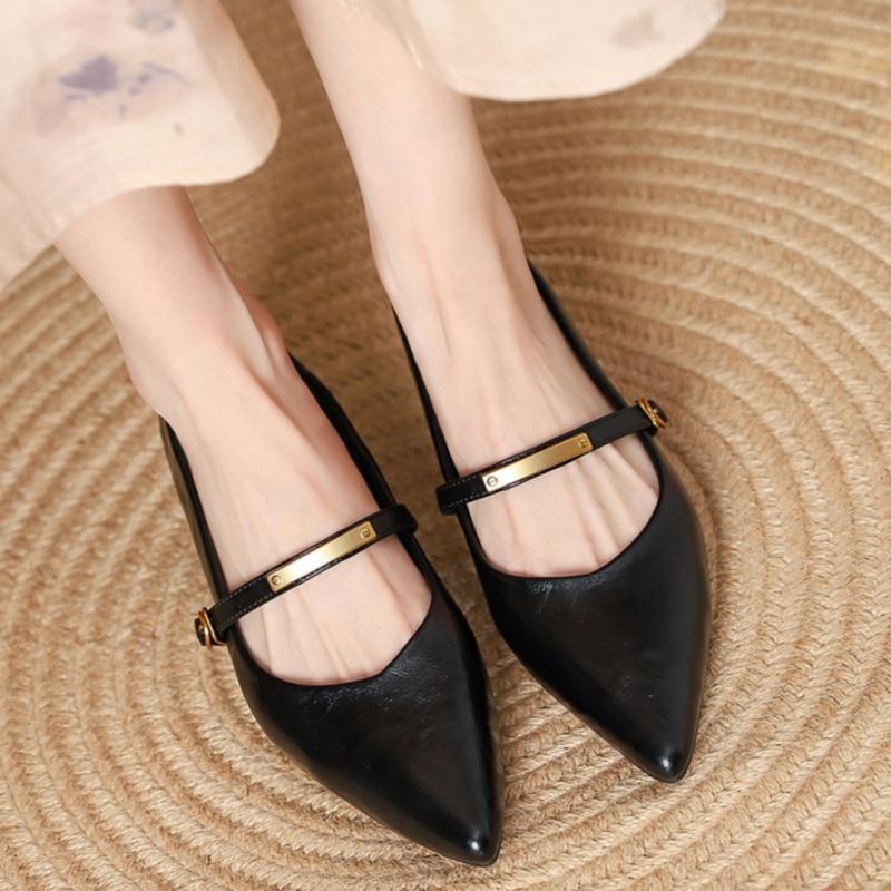 Fashion Mary Jane Cozy Patent Leather Pointed Toe Mid Heels Pumps 2025 Spring Autumn New Style Shallow Fashionable Dress Up Women Shoes