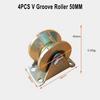 4PCS V-Groove Track Wheel 50mm Heavy Duty Sliding Gate Roller with Bracket