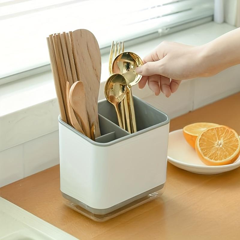 1pc Double-Layer Detachable Chopstick Holder and Cutlery Organizer - Kitchen Storage Shelf and Tableware Drain Rack