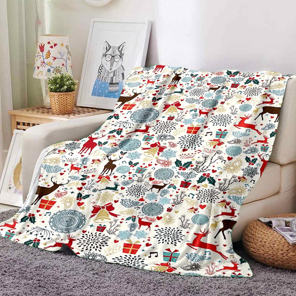 1Pc Winter Snowflakes Blanket Soft Throw Blanket For Home Bedroom Bed Sofa Travel Office Solid Christmas Blanket
