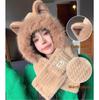 Hat Scarf Integrated Hat Women Caps Warm Casual Winter Cute Plush Furry Plus Scarf Two-piece Set Plush Hats