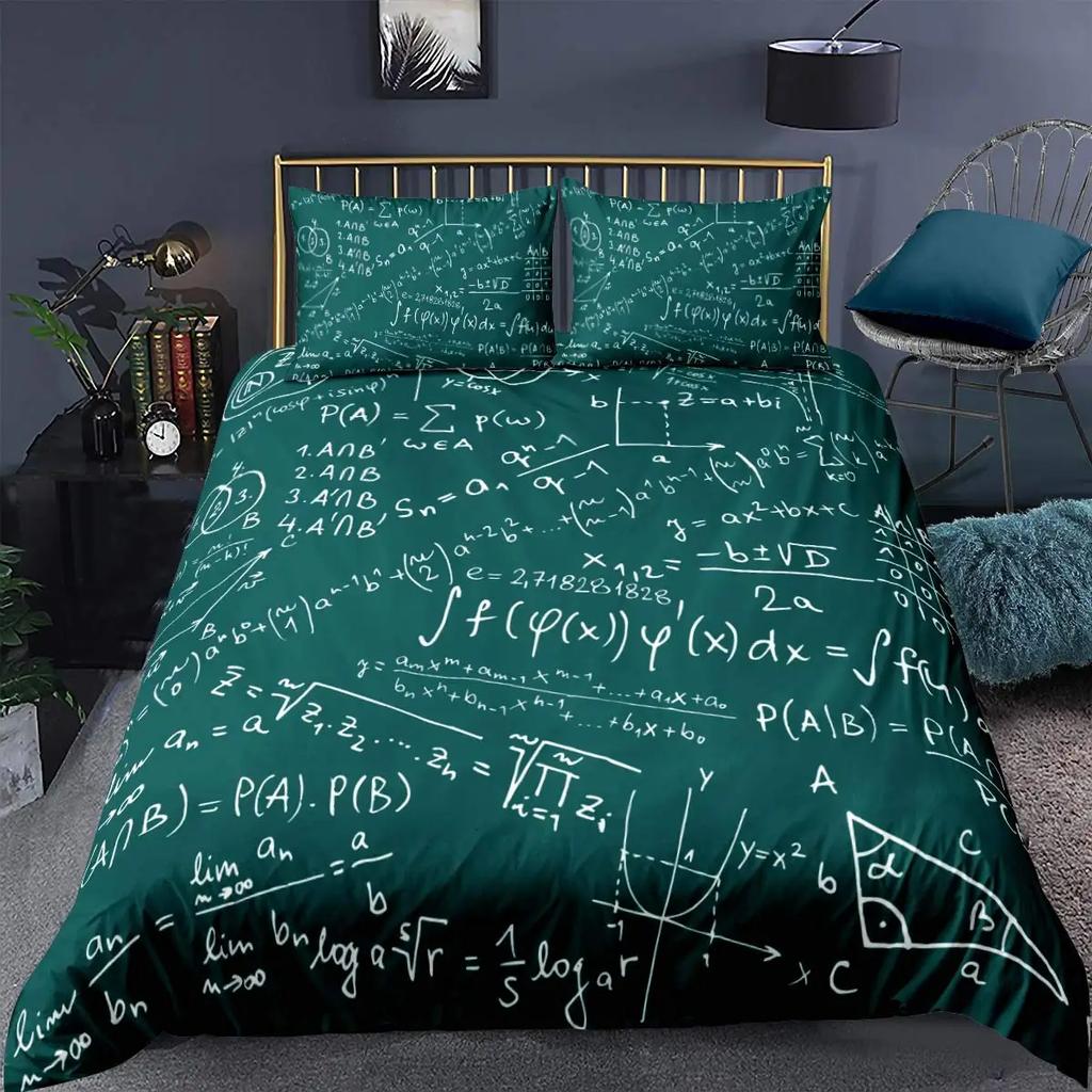 Math Equations Duvet Cover Set Hourglass Purple Galaxy Comforter Cover Physics Formula Dorm Bedding Sets Science Geometry Axis