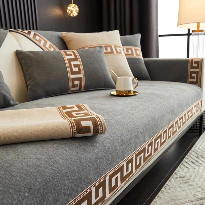 Однотонный Чехол на диван в стиле легкой роскоши высокого класса противоскользящий на четыре сезона коврик для дивана покрывало для дивана-кровати полотенце для украшения дома 70x70cm 1289₽