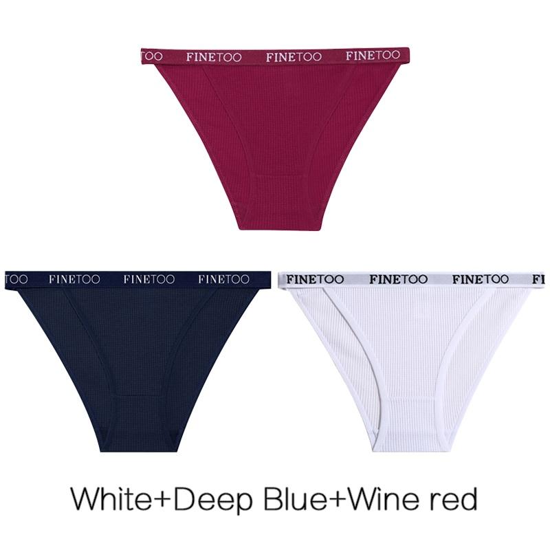 FINETOO 3 Peças/Conjunto Calcinhas Femininas Algodão Waffle Roupa Íntima Elasticidade Sexy Cintura Baixa Calcinha Lingerie Macia Respirável para Mulher