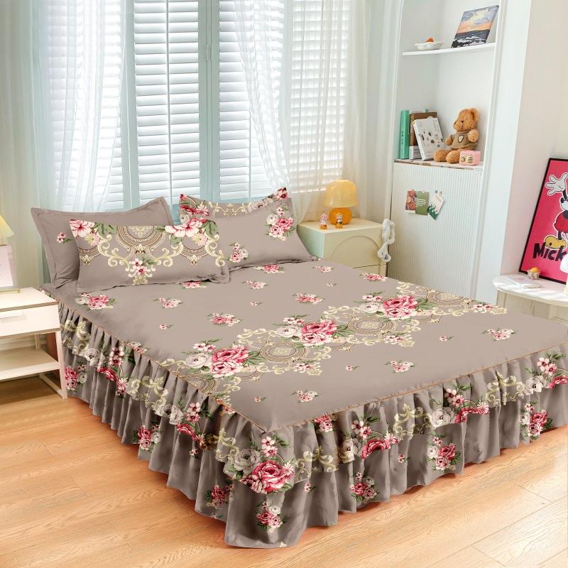 Dormitor de uz casnic Fustă de șlefuit dintr-o singură bucată Cuvertură de pat de culoare solidă, prietenoasă cu pielea, așternut pentru dormitor, pentru dormitor