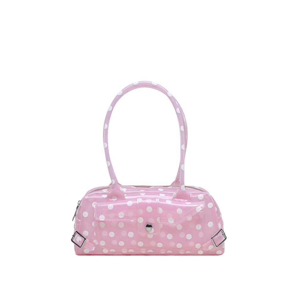 Cute Transparent Jelly Tote Bag Polka Dot Large Capacity Shoulder Bag Candy-colored Pvc Handbag Women