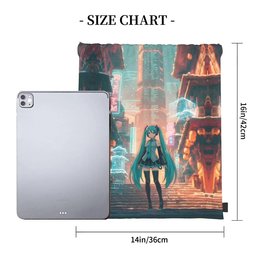 Custom Hatsunes Anime Mikus Drawstring Backpack Sports Gym Bag for Women Men Manga Shopping Sackpack