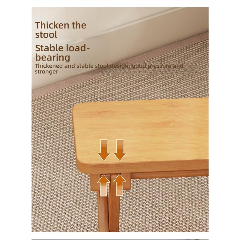 Household Foldable Horse Stool, Solid Wood Wear-resistant Low Stool, Comfortable Sitting Bench for Indoor Use